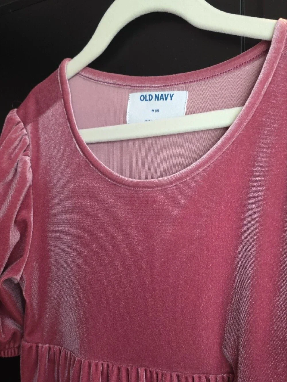Old Navy Velvet Puff-Sleeve Dress in Dusty Rose
